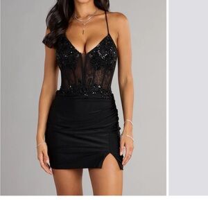 Elegant Black Beaded Dress